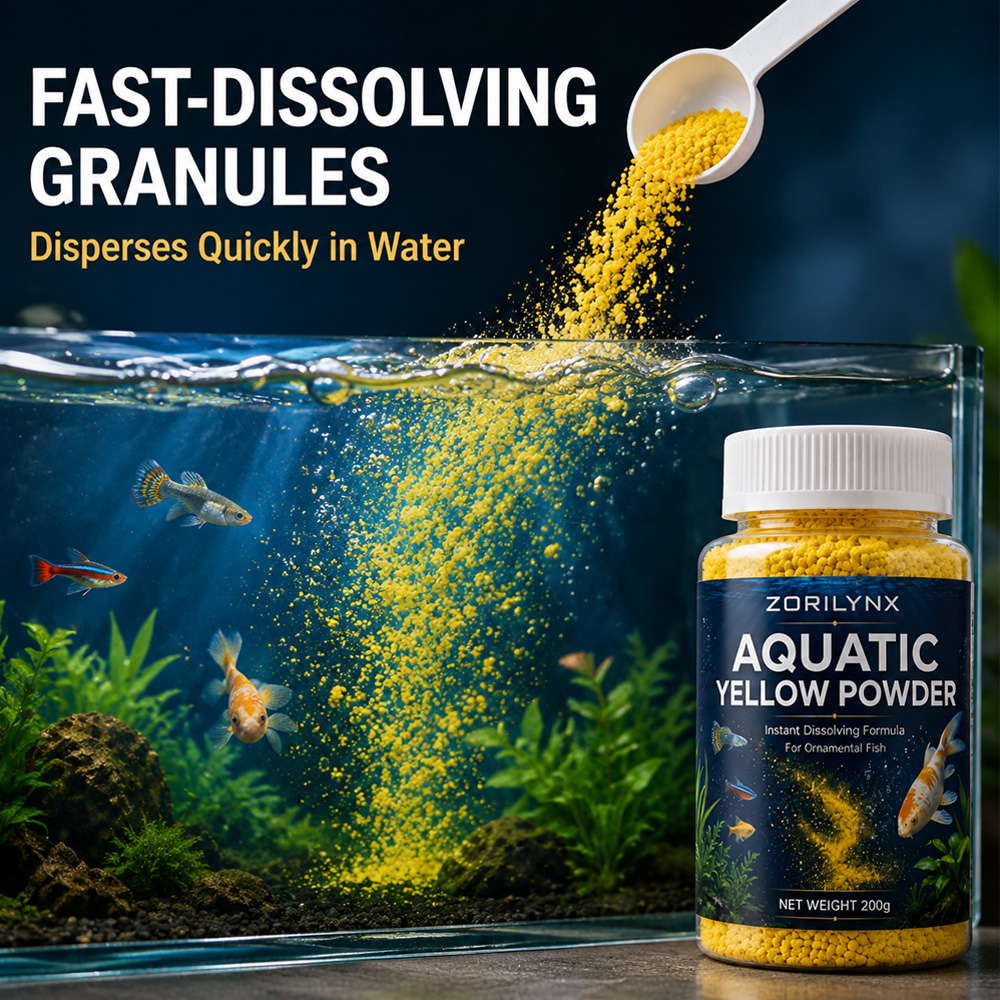Aquarium Fish Medicine - Bubuk Kuning Akuatik yang Larut Instan,