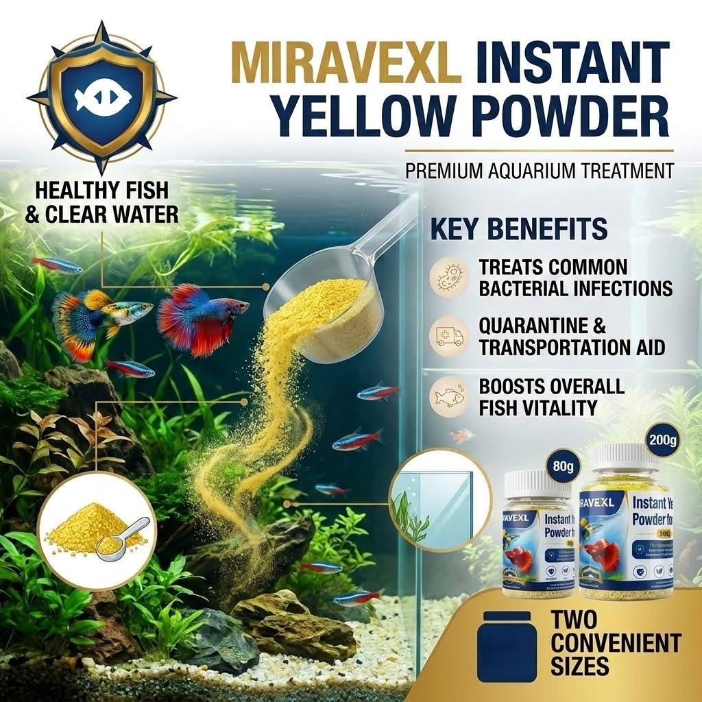 Aquarium Fish Medicine - MIRAVEXL Bubuk Kuning Instan untuk Ikan