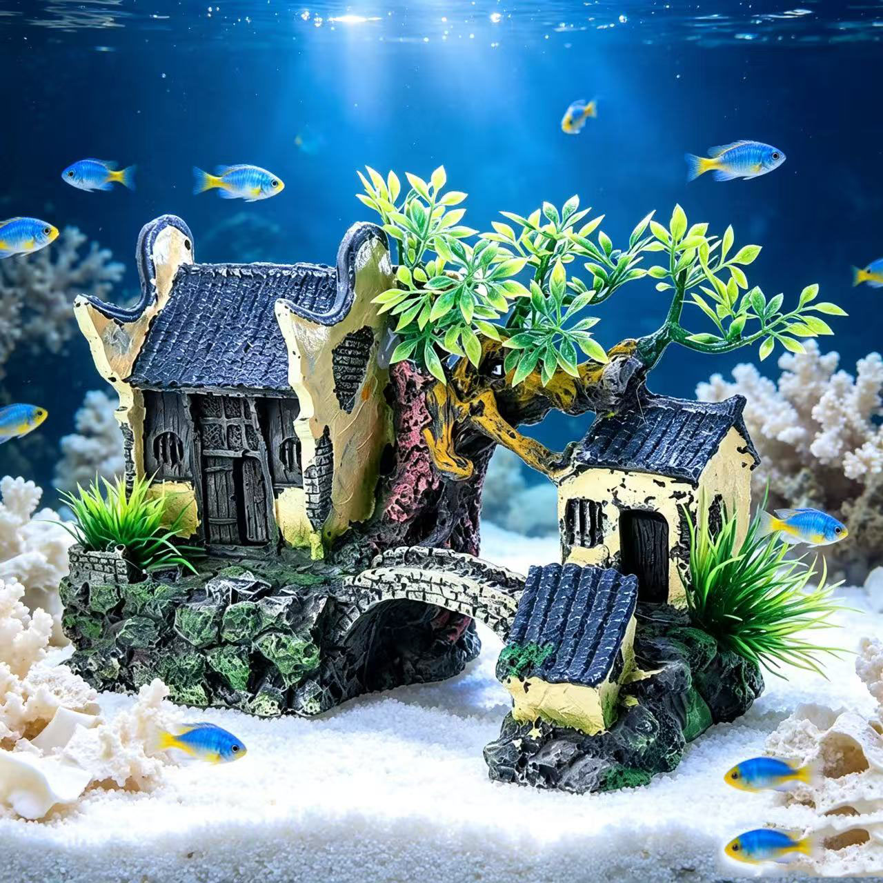 Dekorasi Lanskap Buatan Akuari - Aquarium Fish Bridge ulasan dan harga