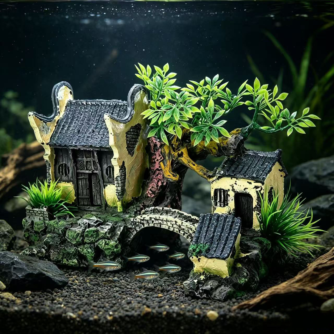 Dekorasi Lanskap Buatan Akuari - Aquarium Fish Bridge ulasan dan harga