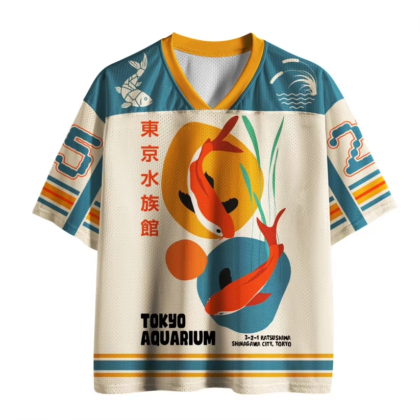 Kaos olahraga bergaya kasual d - Aquarium Fish Japanese ulasan dan harga